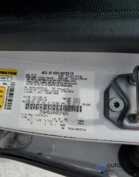 2017 Ford Fusion Se Hybrid z USA, uszkodzony, nr VIN 3FA6P0LU4HR359650